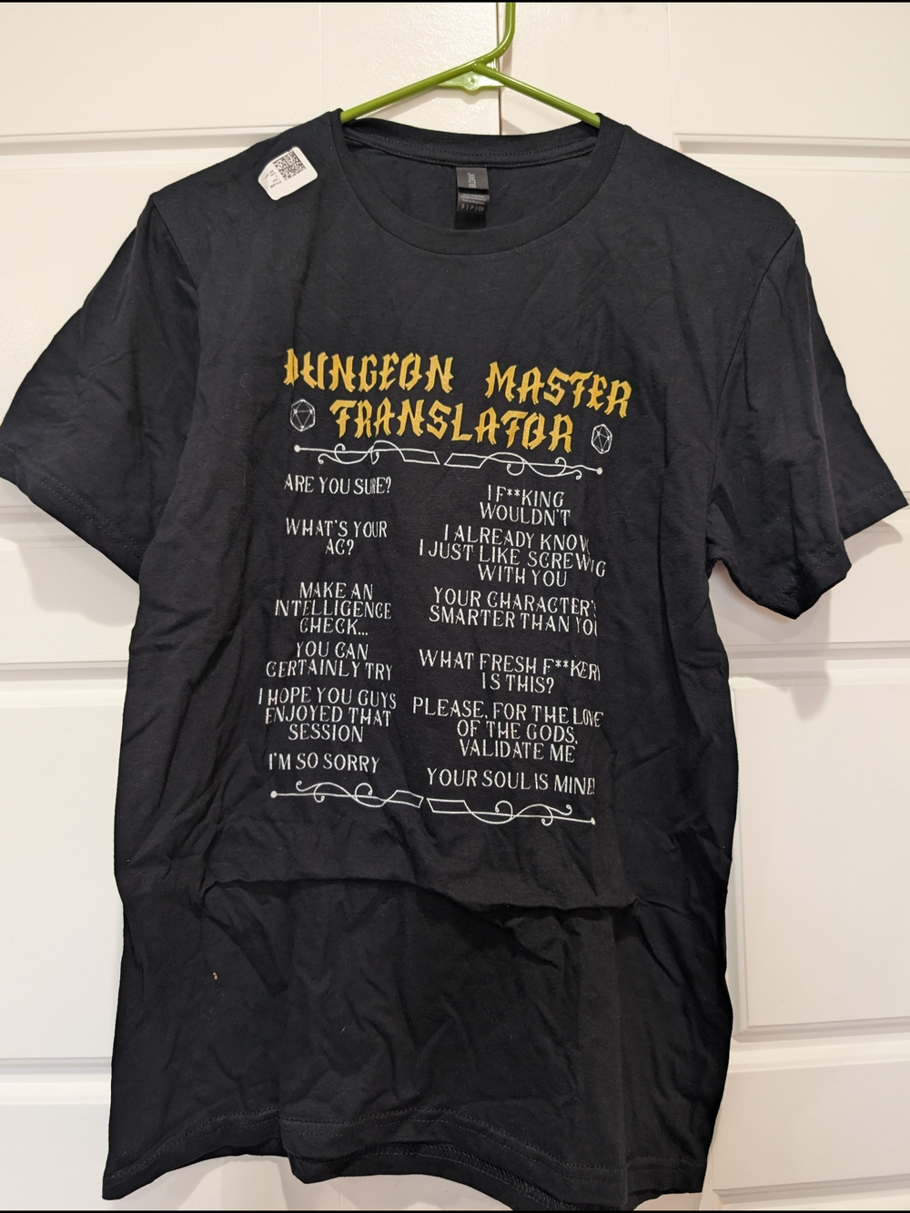 "Dungeon Master Translator" D&D Graphic Tee | Black | Size S | NWT